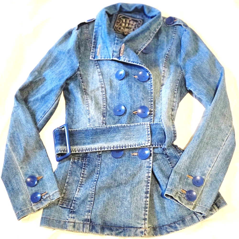 Vintage Last Kiss Denim Double-Breasted Women's Jacket Size Small